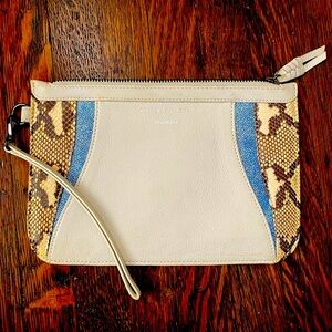 Restorsea leather and snakeskin wristlet